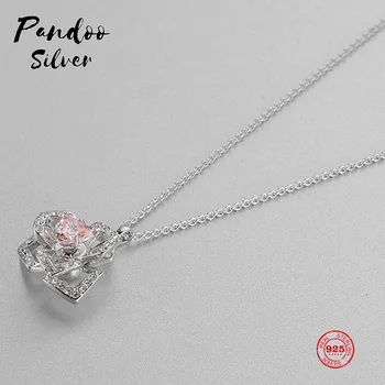

Fashion Charm Pure 925 Silver Original 1:1 Copy, Delicate Orchid Elegant Fashion Flower Necklace Female Luxury Jewelry Gifts