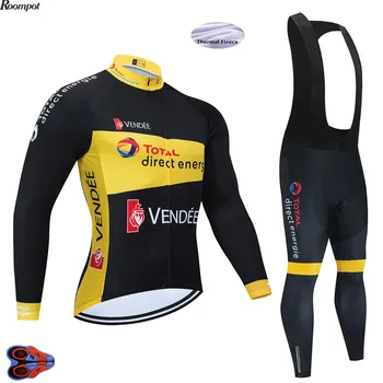 

2020 Total Direct TEAM Winter Thermal Fleece Cycling Jersey Bike Pants Set Mens Ropa Ciclismo 9D Bicycling Maillot Culotte Wear