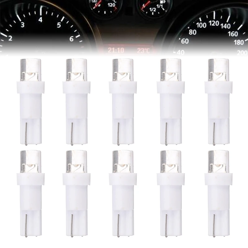 10pcs T5 LED Light Bulbs Car T5 37 74 70 LED Car Dash Board Light Dashboard Lamp Bulb White 12V Dash Board Light