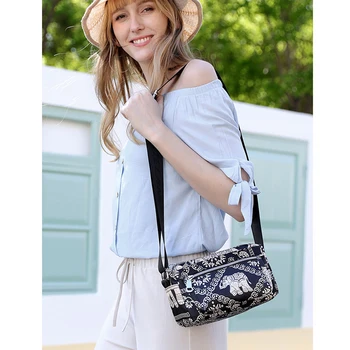 

Women's Mini Shoulder Bag Messenger Zipper Waterproof Flap Crossbody Bag Vintage Lightweight Nylon Purse Fashion Handbag
