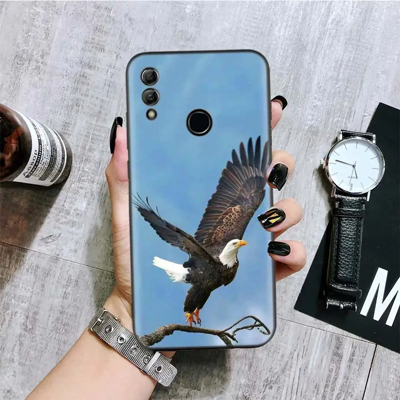 Король птиц Орел ястреб черная крышка чехол для телефона для huawei Y9 Y5 Y6 Y7 Honor 10 9 Lite 9X8X8 S 8A фотоаппаратов моментальной печати 7S 7A 10i 20i V20 Coque