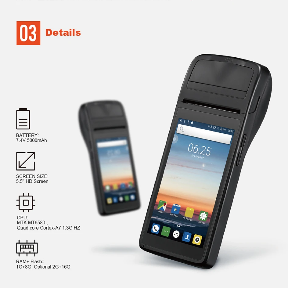 ISSYZZONEPOS PDA чековый принтер PDA Android 6,0 POS термопринтер 58 мм ручной pos-терминал wifi Bluetooth 4G PDA для розничной торговли
