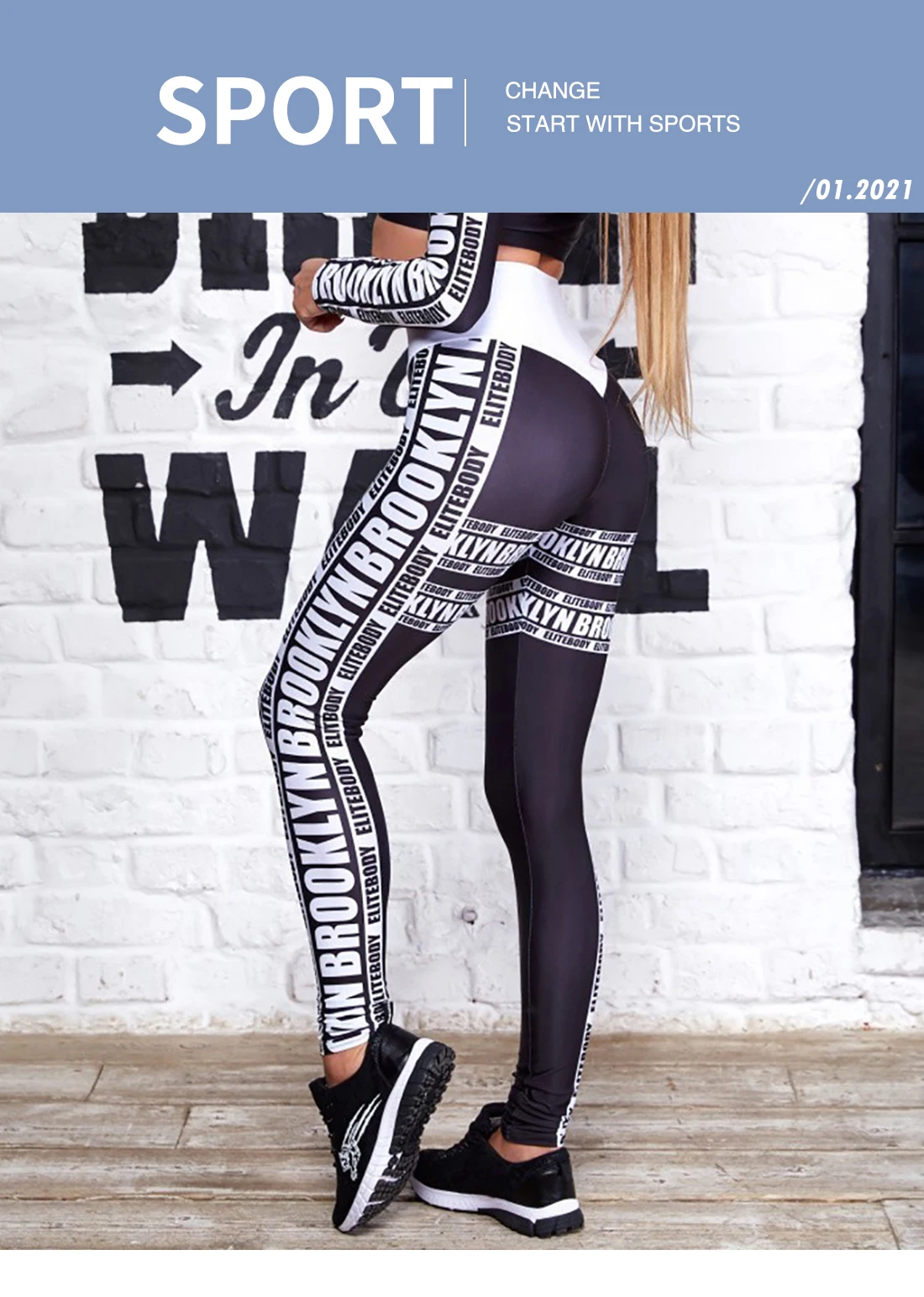 Text Striped Newspaper Print Women Black Leggings Casual Fitness Ladies Workout High Waist Long Leggings Trousers leggings