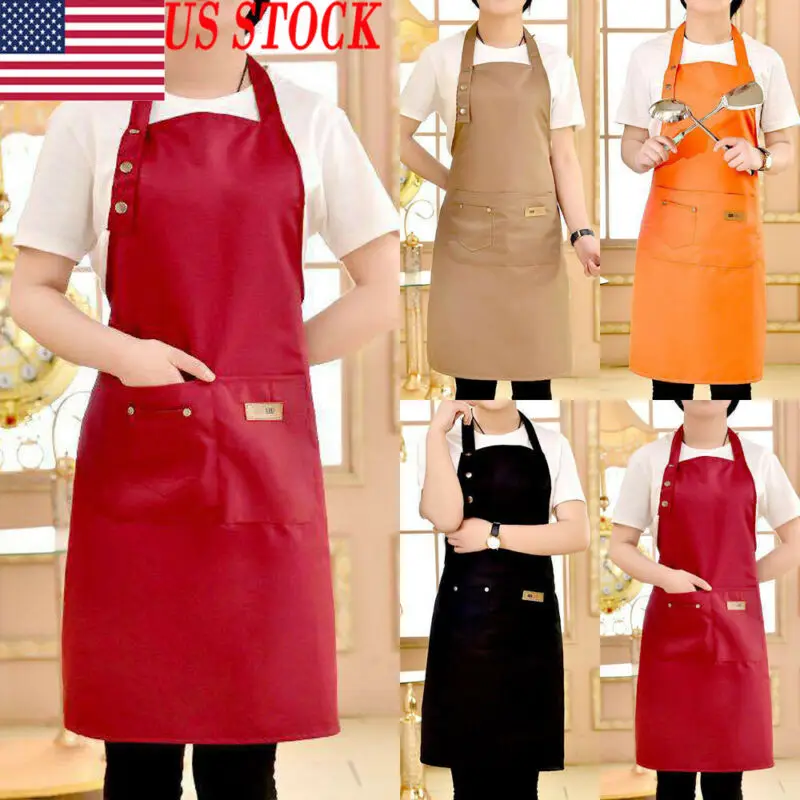 Faroot Pure Color Cooking Kitchen Canvas Apron Unisex Woman Men Chef Waiter Cafe Shop BBQ Hairdresser Aprons