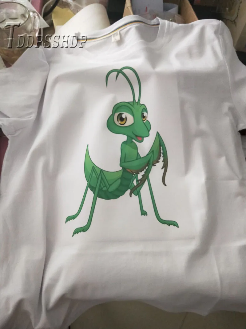 

2019 New Arrive Green Mantis Print Women T Shirt Summer Refreshing Casual Female Tee Shirts