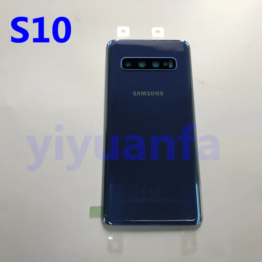 Samsung Galaxy S10 G973 S10 Plus G975 S10E задняя крышка батарейного отсека задняя крышка Корпус Запасные части+ стеклянная рамка объектива камеры - Цвет: S10 blue