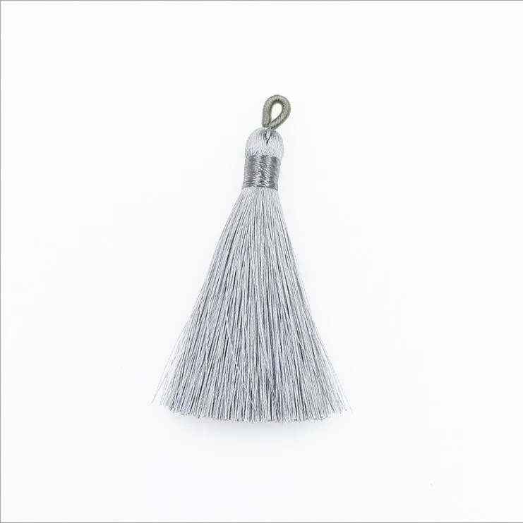 2pcs 8cm Silk Tassel Fringe Straps Pendant Brush DIY Craft Tassels Trim For Curtains Jewelry Making Wedding Home Decor Accessory - Цвет: Gray