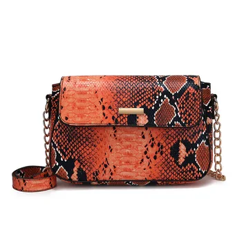 

Retro Snake Print Women Crossbody Bags Luxury Pu Hand Bag Purses Casual Serpentine Female Shoulder Bag Chic Chain Messenger Bags