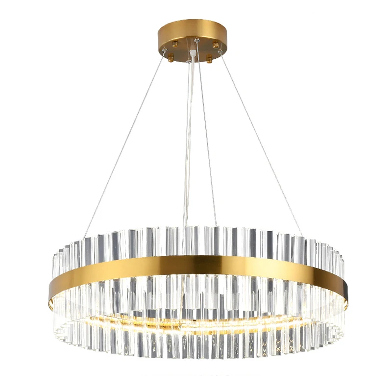 Included LED Strip Post-modern Golden Round Indoor LED Pendant Light With High Quality Crystal In Living Room Dining Room(DZ-15)