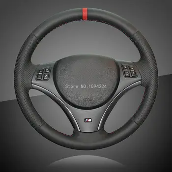 

Hand Stitched Black Leather Car Steering Cover for BMW E90 325i 330i-335i E87