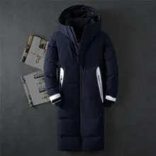 Мужская зимняя пуховая куртка Светоотражающая куртка водонепроницаемые защищающие от ветра толстые теплые мужские Длинные пуховики пальто высококачественные пуховики