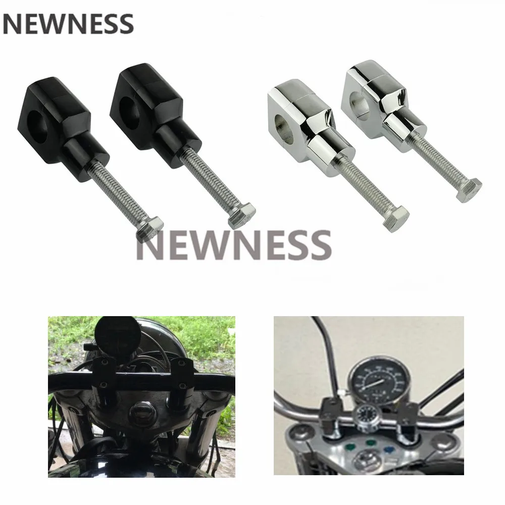 ChromeBlack1HandlebarRiser25mmforMotorcycleHarleyHondaShadow