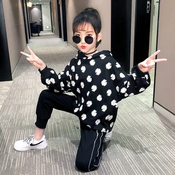 

Kids Tracksuit 2020 Autumn Girls Costume Children Clothing Daisy Print Sweatshirt Pants Suits for Girls Clothes Set 12 13 Years