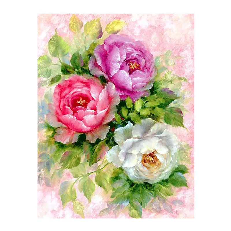 5D Diy Diamond Painting Cross Cube Stitch Peony Flower Home Decor Embroidery Canvas JS21 | Дом и сад