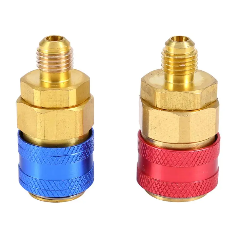 

1 Pair Freon R134A H/L Auto Car Quick Coupler Connector Brass Adapters Air Conditioning Refrigerant Adjustable AC Manifold Gauge