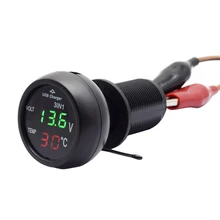 

3 in 1 LED USB Car Charger Voltmeter Thermometer 12V/24V Digital Meter Monitor Car Battery Monitor LCD Digital Dual Display