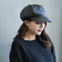 Новинка, летний качественный стильный женский берет из искусственной кожи, женская кепка, повседневная женская кепка