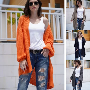

Knit Sweater Women Clothing 2020 New Computer Knitted Cardigans Long Fashion Casual Open Stitch Solid Color Sweater Women