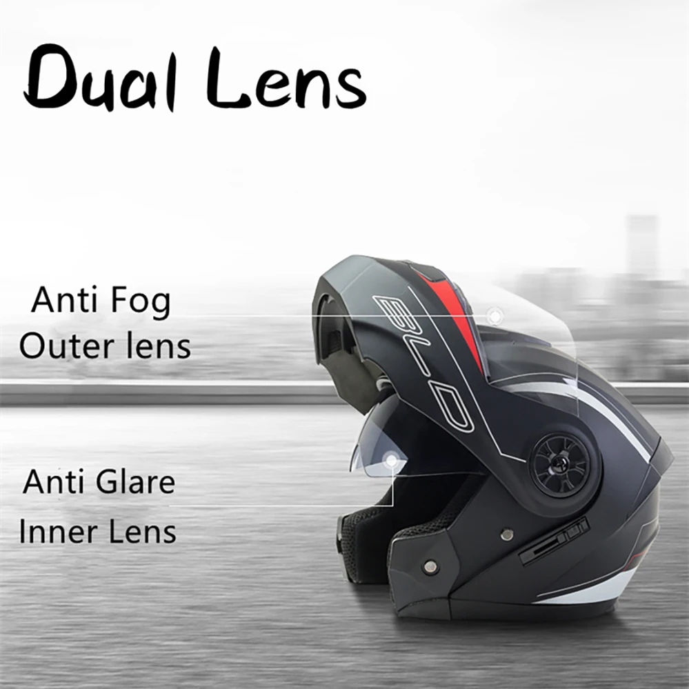 BLD Modular Dual Lens Motorcycle Helmet Safety Downhill Flip Up Helmets