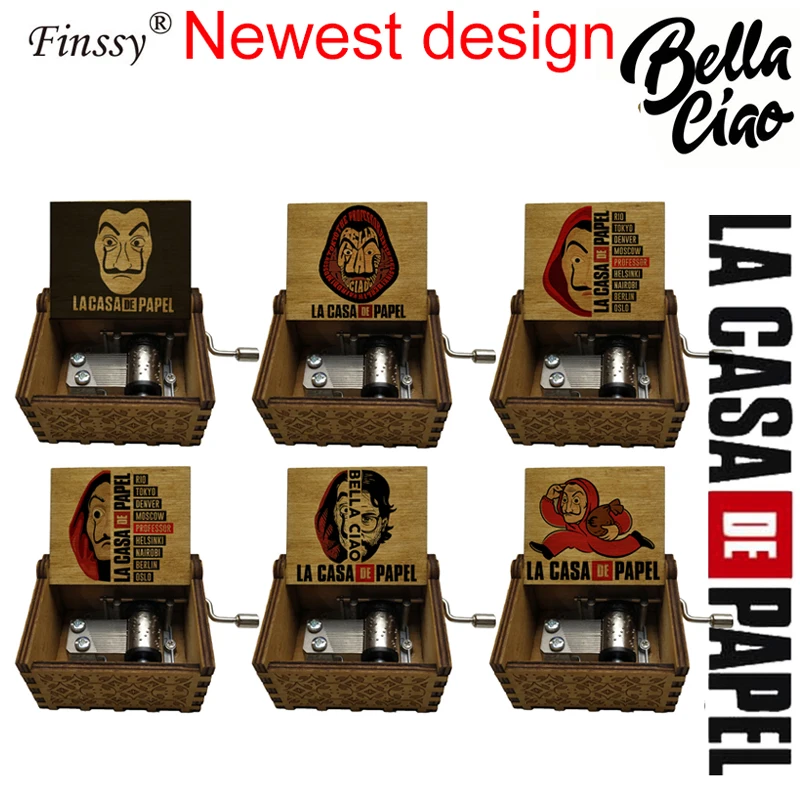 2021 Newest Color Print La Casa De Papel Money Heist Bella Ciao Music Box Hand Musical Birthday Gifts Family Display Home Decor | Дом и сад