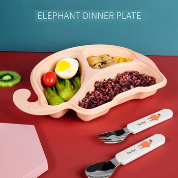 

Cartoon Elephant Baby Plate Anti-Scald Anti-Drop Baby Feeding Stuff Soft Silicone Kids Plate For Baby Food Dishes Bowl Tableware