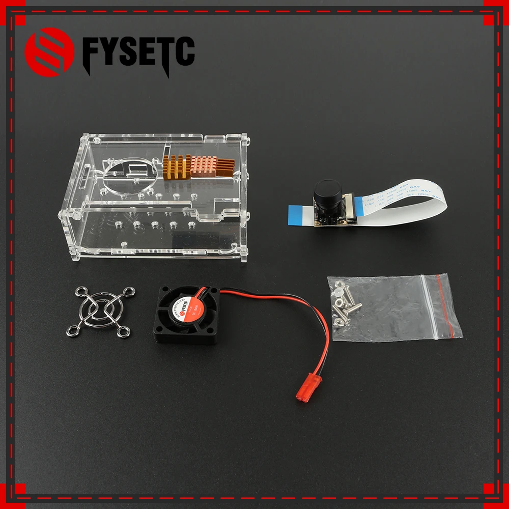 Прозрачный чехол для Raspberry Pi 4 Model B + охлаждающий вентилятор Мегапиксельная камера