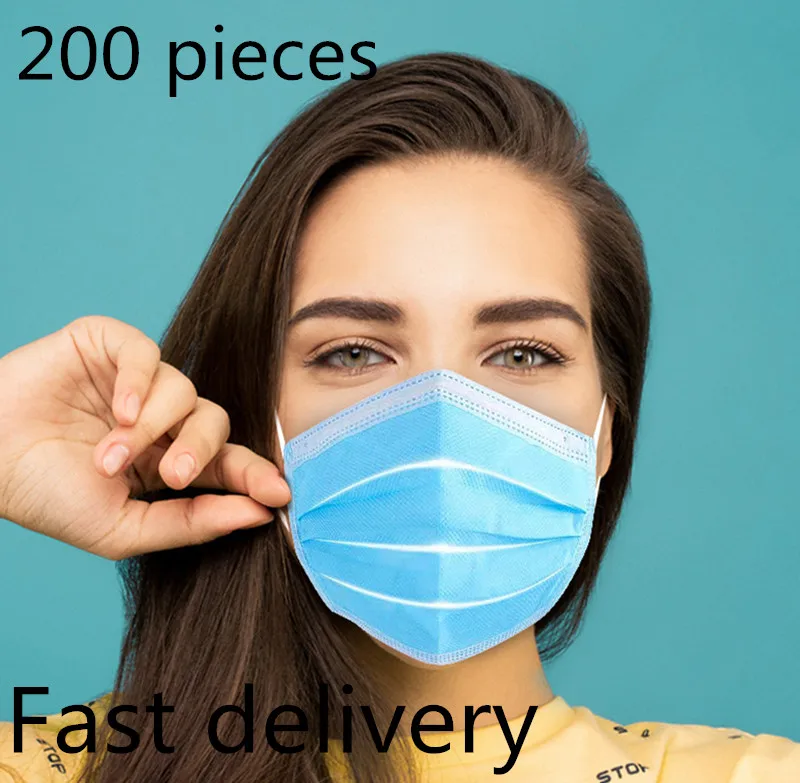 

Disposable masks melt-blown cloth mask blue three layer thickening one-time anti-pollution masks 200 fast delivery