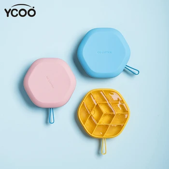 

YCOO Home Creative Hexagonal Ice Cube Mold Refrigerator Ice Box DIY Ice Lattice Homemade Ice Storage Box
