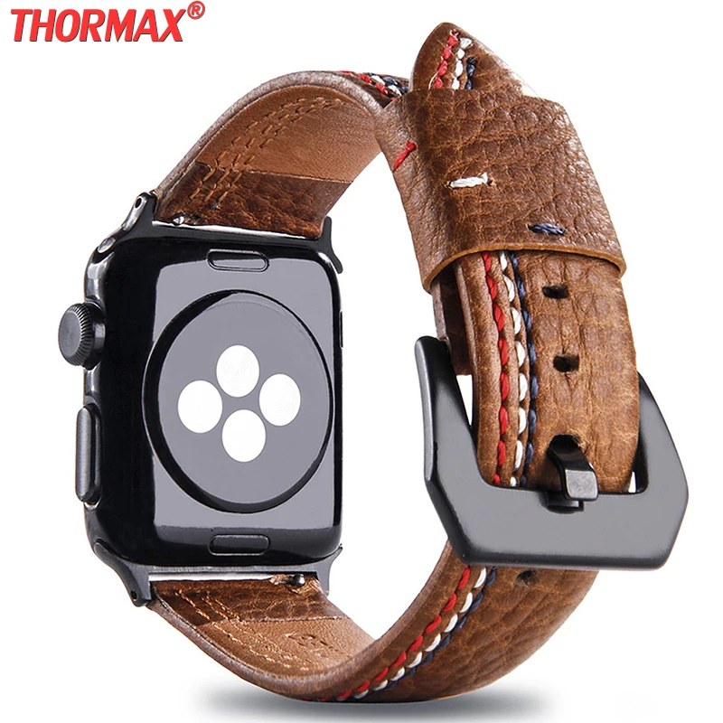 Ремешок из натуральной кожи для Apple Watch 4, 40 мм, 44 мм, серия 5, 4, 3, 2, сменный ремешок iwatch 38 мм, 42 мм