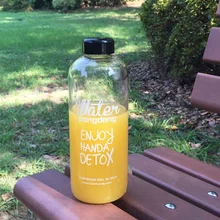 600/1000 мл портативная стеклянная бутылка для воды прозрачная чашка с буквенным принтом для спорта на открытом воздухе подарок большая емкость посуда для напитков P7Ding