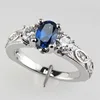 Huitan-anillos de dedo con piedra azul profunda para mujer, sortijas con diseño antiguo misterioso, joyería para mujer, sortijas con tamaño 6-10 ► Foto 1/5