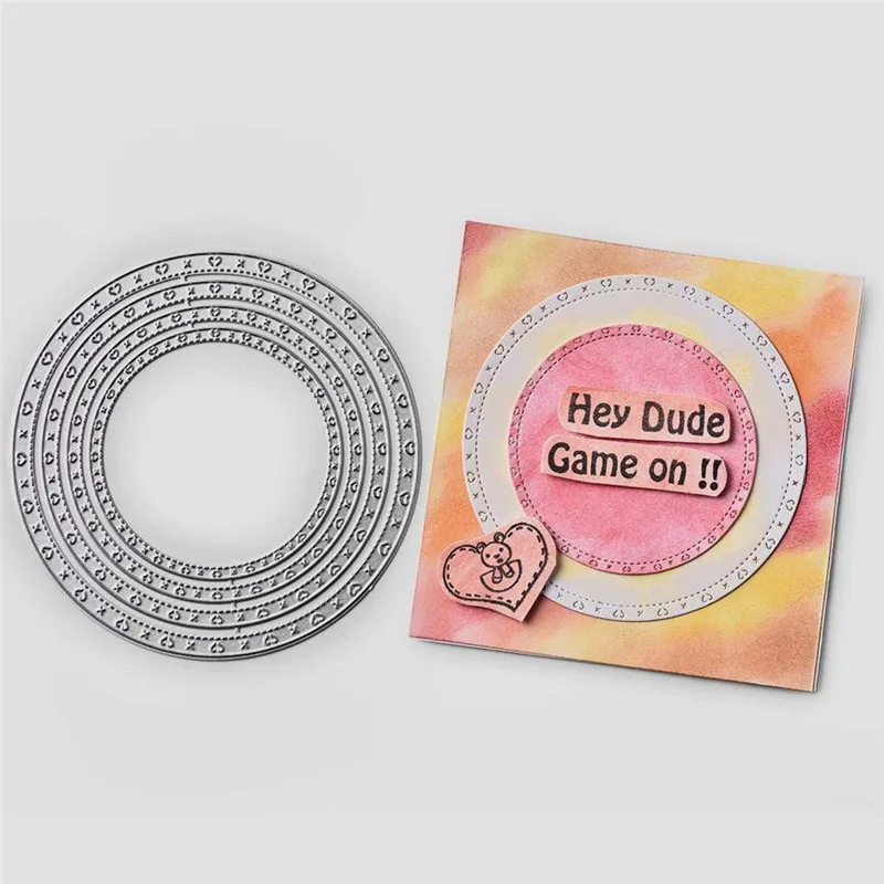DiyArts Nested Stitched Round Frame Metal Cutting Dies DIY Etched Dies Craft Paper Card Making Scrapbooking Embossing
