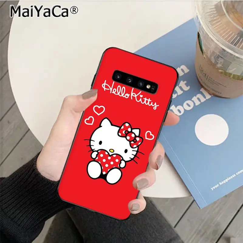 MaiYaCa милый розовый чехол с рисунком hello kitty для телефона samsung S9 S9 plus S6 edge plus S7 S7edge S8 S8plus S10 S10 plus - Цвет: A10