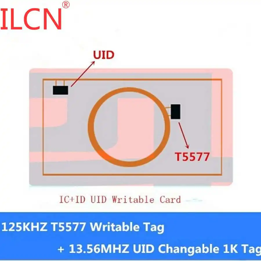 13 56 МГц 125 кГц IC + ID S50 1K сменных маркеров UID T5577 Сменные перезаписываемый брелок для