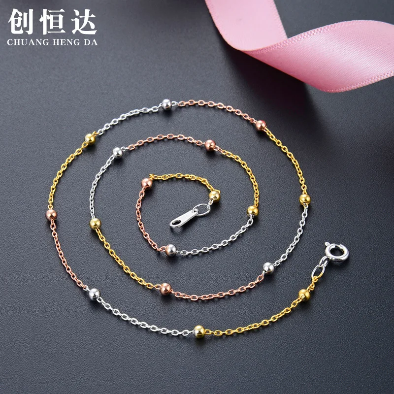 

S925 Fine Silver Simple 25 Car Cross Package 2.5 Beads 1: 1 Necklace Accessories Korean-style Fashion Sweet Short Choker