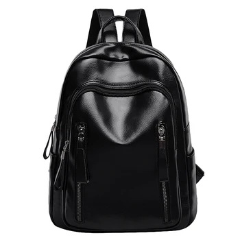 

FGGS-Fashion PU Leather Women Backpack Female Backpacks Small Zipper Bags Student Backpack Rucksack for Girls