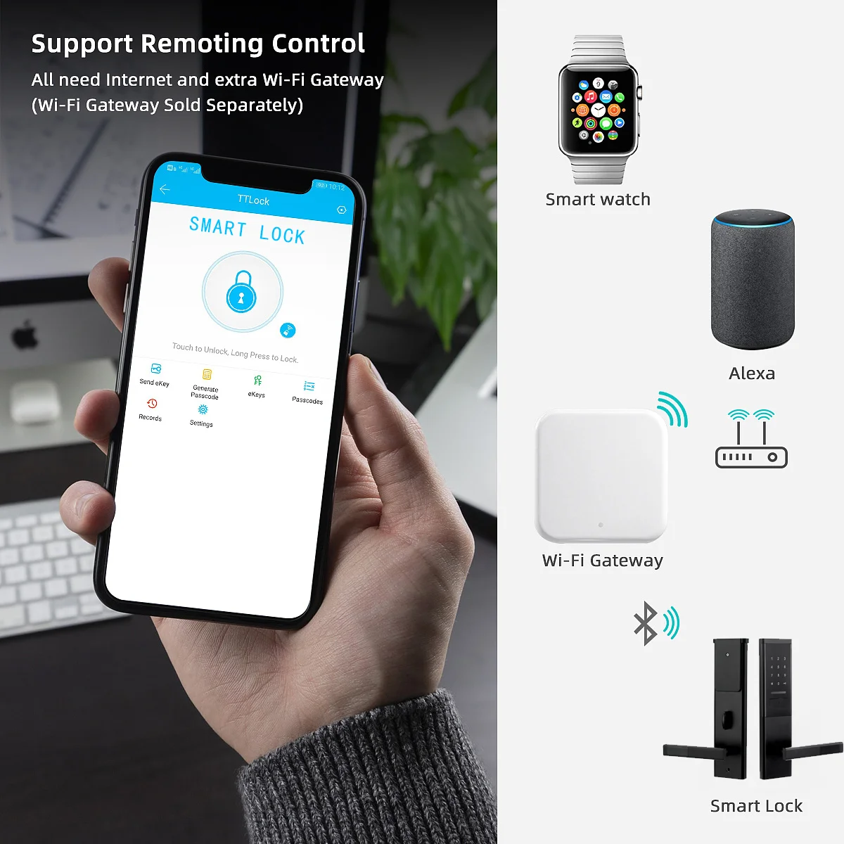 Bluetooth Smart Home Keyless Intelligent Door Lock TTlock app Cerradura Inteligente With TThotel Online Management System