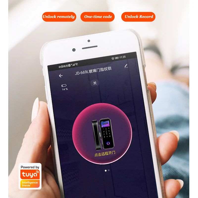 Tuya Wifi Smart Door lock Sliding Swing Glass Door Lock Wooden door Hook latch Fingerprint Digital Lock Time Attendance