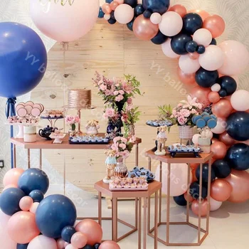 

Balloon Garland Arch Kit Navy Blue Rose Gold Light Pink Latex Balloons DIY Helium Balloon for Birthday Baby Shower Wedding Party