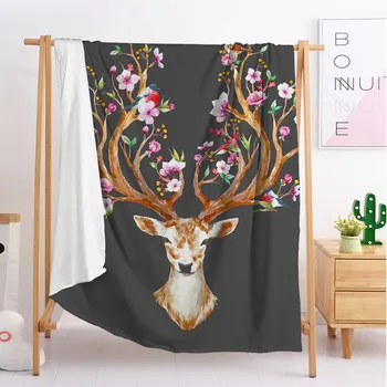 

2020 new the sika deer export Custom blankets Large and small size throw blanket tapestry sleeping blanket soft flannel blanket