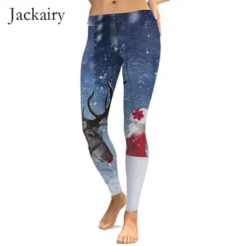 

Plus Size Christmas Print Leggings Women Sexy High Waist Sportwear Gym Fitness Leggings Elastic Slim Running Pants
