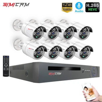 

Video Surveillance camera 8CH 1080P POE NVR Kit 2MP IP Outdoor Weatherproof Audio Record H265+ cctv cameras security system kit
