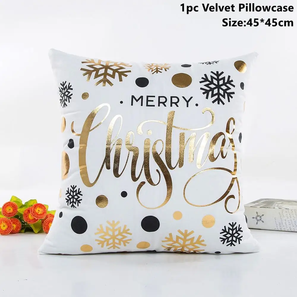 Noel Pillowcase 8 Taoup 1 шт. Золотая Снежинка Merry Christmas декоративные домашние наволочки для рождественских украшений Рождественский Декор для дома Noel Bells Santa Hot - Цвет: Noel Pillowcase 8