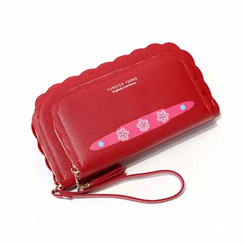 

Women Zipper Wallets Tassel Coin Faux Leather Purse Double Layer Card Package Holders Lady PU Clutch Phone