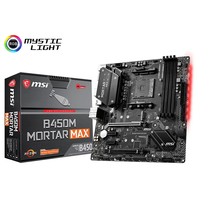 Оригинальный MSI B450M minke MAX Micro ATX AMD B450 DDR4 4133(OC) MHz M.2 SATAIII HDMI 64G поддержка R9 настольная