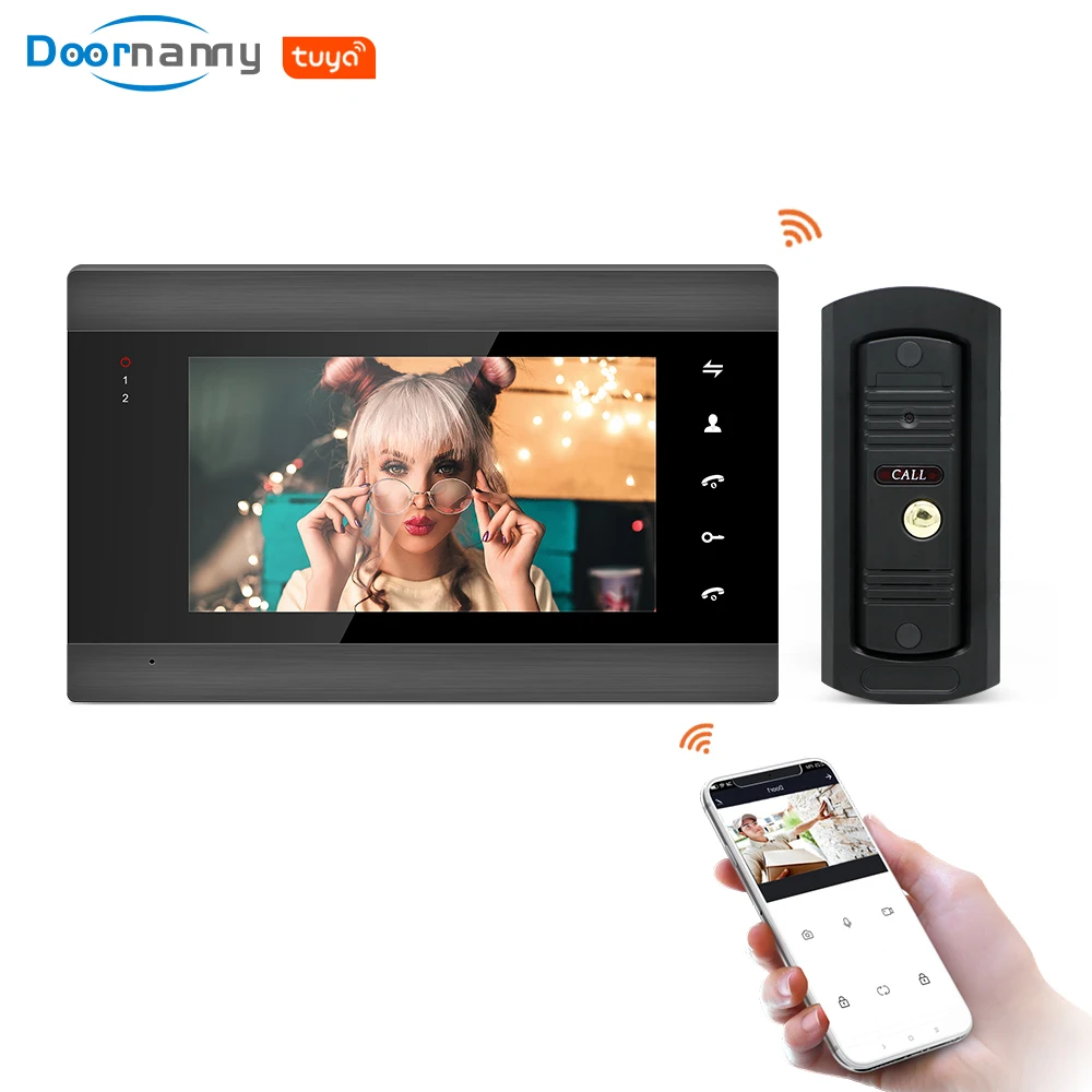 

Doornamy 7 Inch WiFi Tuya Smart IP Video Door Phone Intercom System with 720P HD Wired Doorbell Camera Support Remote unlock