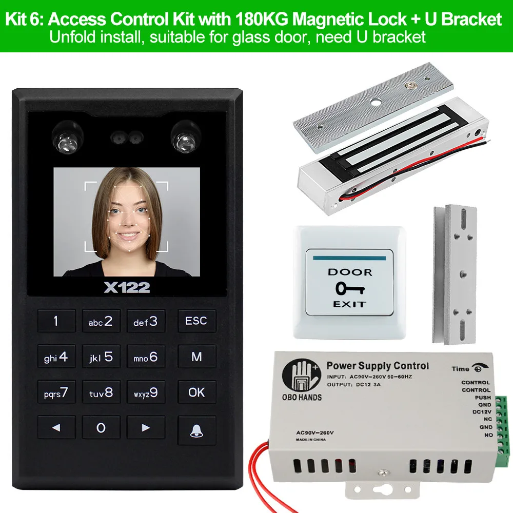 Kit 6 TCP/IP/USB система контроля доступа двери с программным обеспечением вены биометрическая лицевая распознавание клавиатуры+ электромагнитный ударный болт блокировки - Цвет: Kit 6