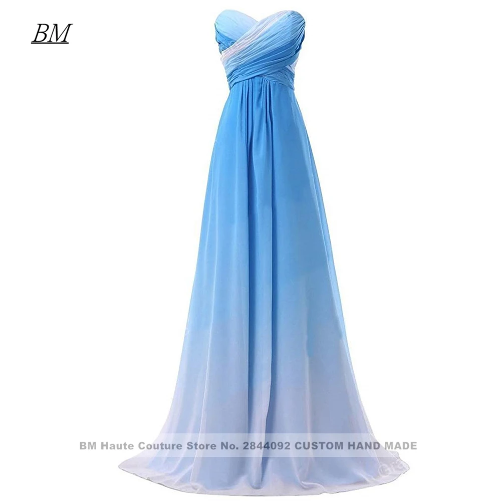 2022 Sweetheart Gradient Prom Dresses Beaded Long Chiffon Ombre Formal Evening Bridesmaid Party Gown Vestidos Robes De Soiree gold prom dress Prom Dresses