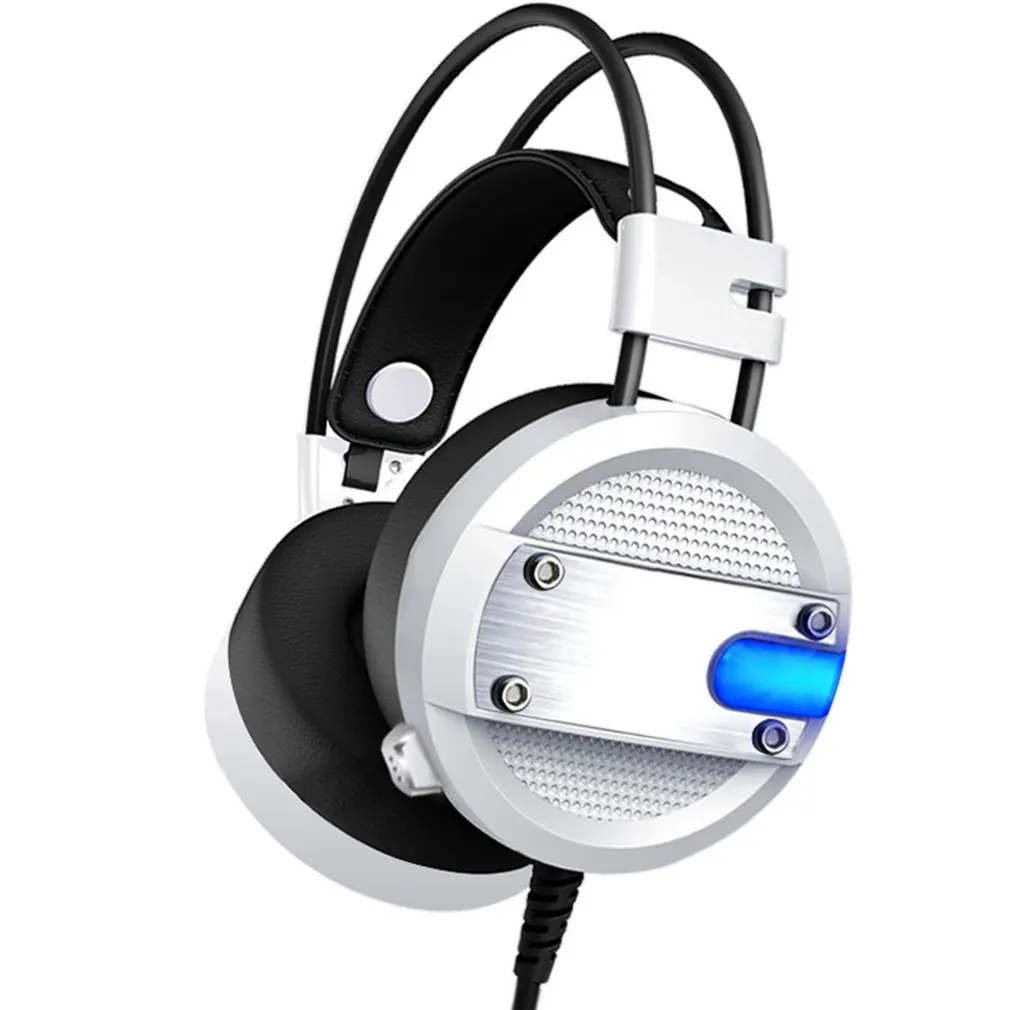 Проводные Игровые наушники 3,5 мм ПК планшетный компьютер гарнитура hi-fi-стереозвук повязка на голову с микрофоном светящийся свет