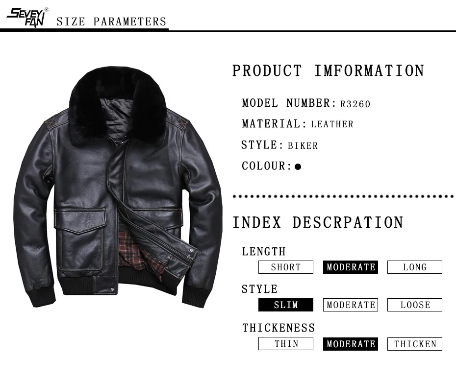Seveyfan US G1 Flight Genuine Leather Jacket Men Black Fur Collar Real Cowhide Leather Jacket Motorcycle Biker R3260
